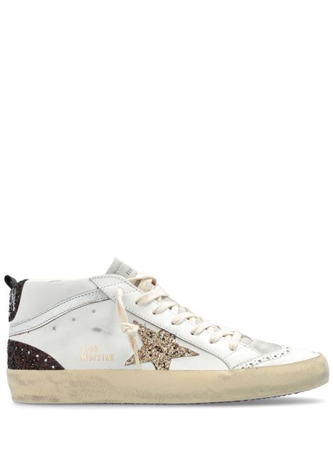 Sneakers Mid Star con glitter in bianco di Golden Goose - donna